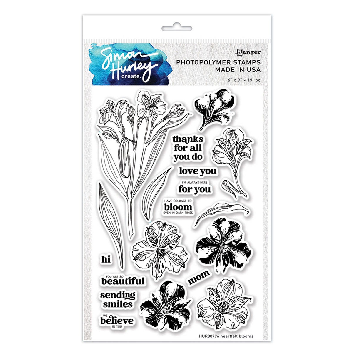 Ranger Ink Ranger • Simon Hurley crée. tampons photopolymère 15,2x22,9cm fleurs sincères