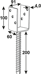 Ancrage au sol Connex u 91x60x200 vvz - hv4210
