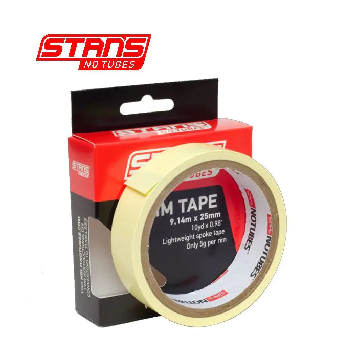 Fond de jante Stans notubes ruban jaune 25 mm de large rouleau 9 mètres (10yd) as0033