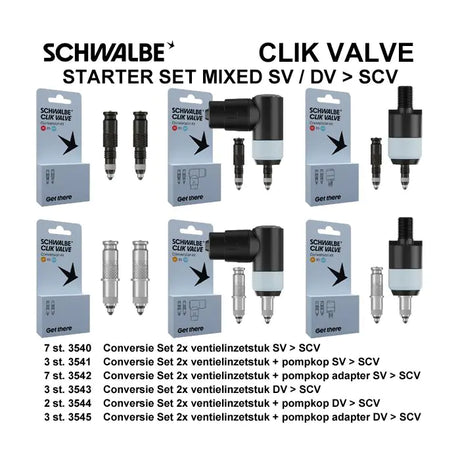 Schwalbe benelux b.v. Kit de conversion de vanne Schwalbe Clik SV-SCV DV-SCV 25 pièces