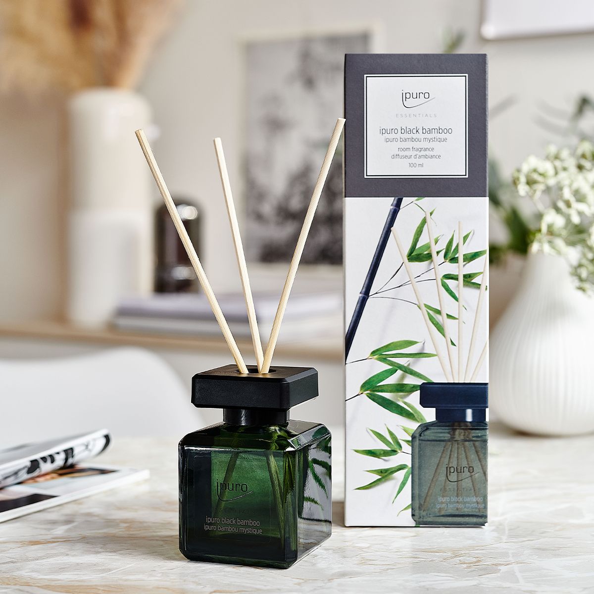 Ipuro 6 pièces diffuseur de parfum bambou noir 100 ml