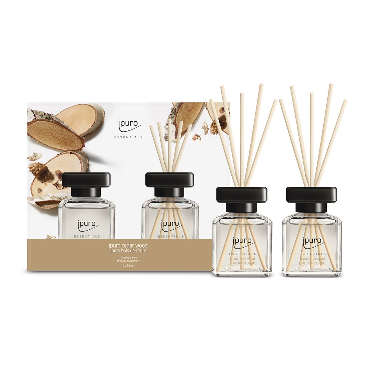 Ipuro diffuseur de parfum bois de cèdre 2 x 50 ml