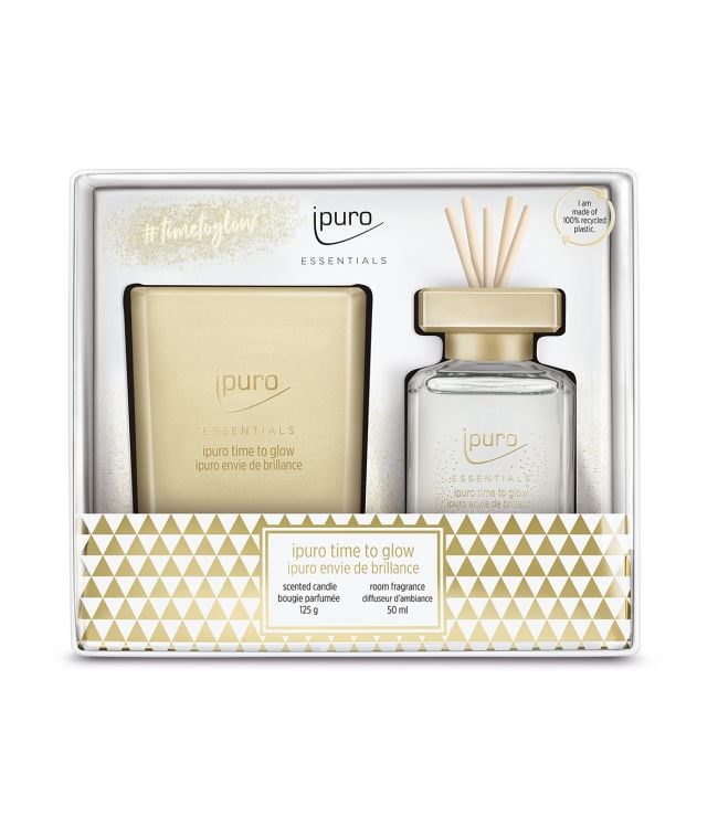 Ipuro geurdiffuser time to glow 50ml + geurkaars 125gr