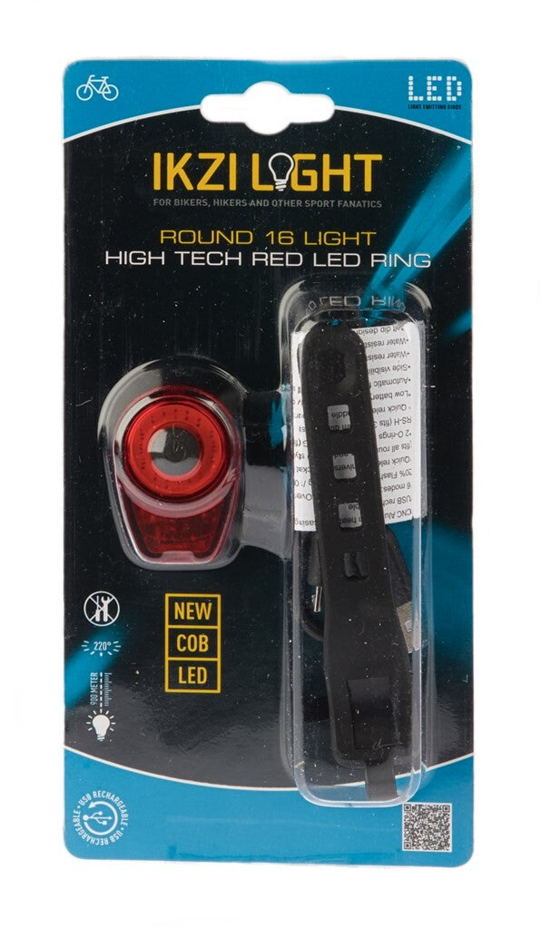 Ikzi-Light Taillight Runda 16 z czerwonym pierścieniem LED Pierścień USB