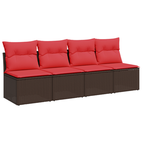 Vidaxl | tuinbank | met kussen bruin 220 x 62 x 69 cm poly rattan