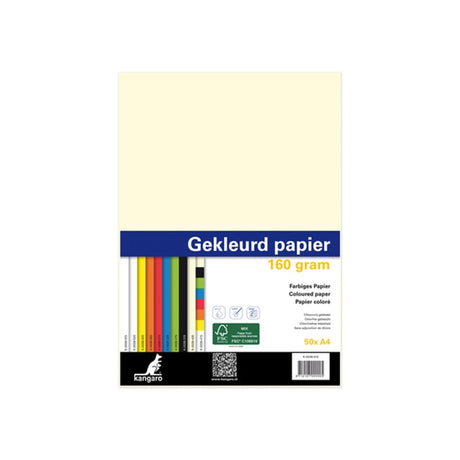 Papier à copier Kangaro a4 160gr 50 feuilles couleurs assorties