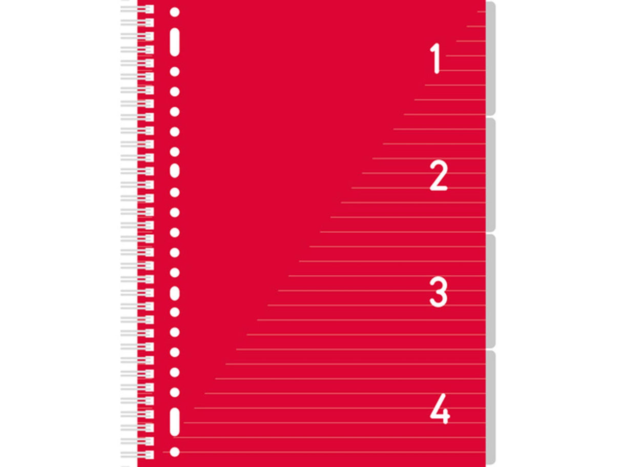 Bloc-notes Kangaro 4 en 1 A4, ligné rouge