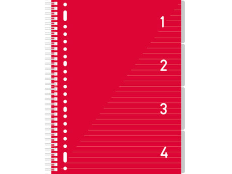 Bloc-notes Kangaro 4 en 1 A4, ligné rouge