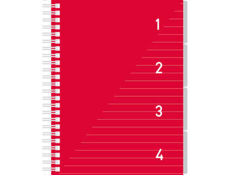 Kangaro bloc-notes 4 en 1 a5, ligné rouge