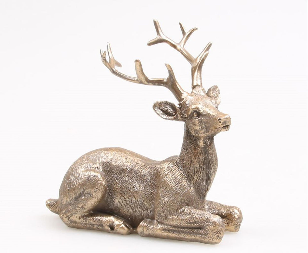 Statue décoration inspirée de la saison de cerf couché 11x8x11cm or