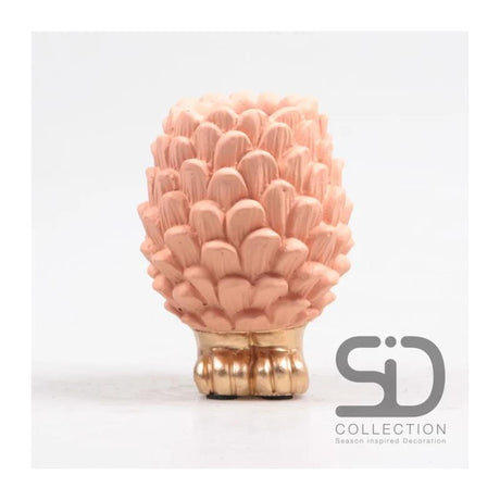 Vase pomme de pin décoration inspiration saison sur socle 12cm beige rouge