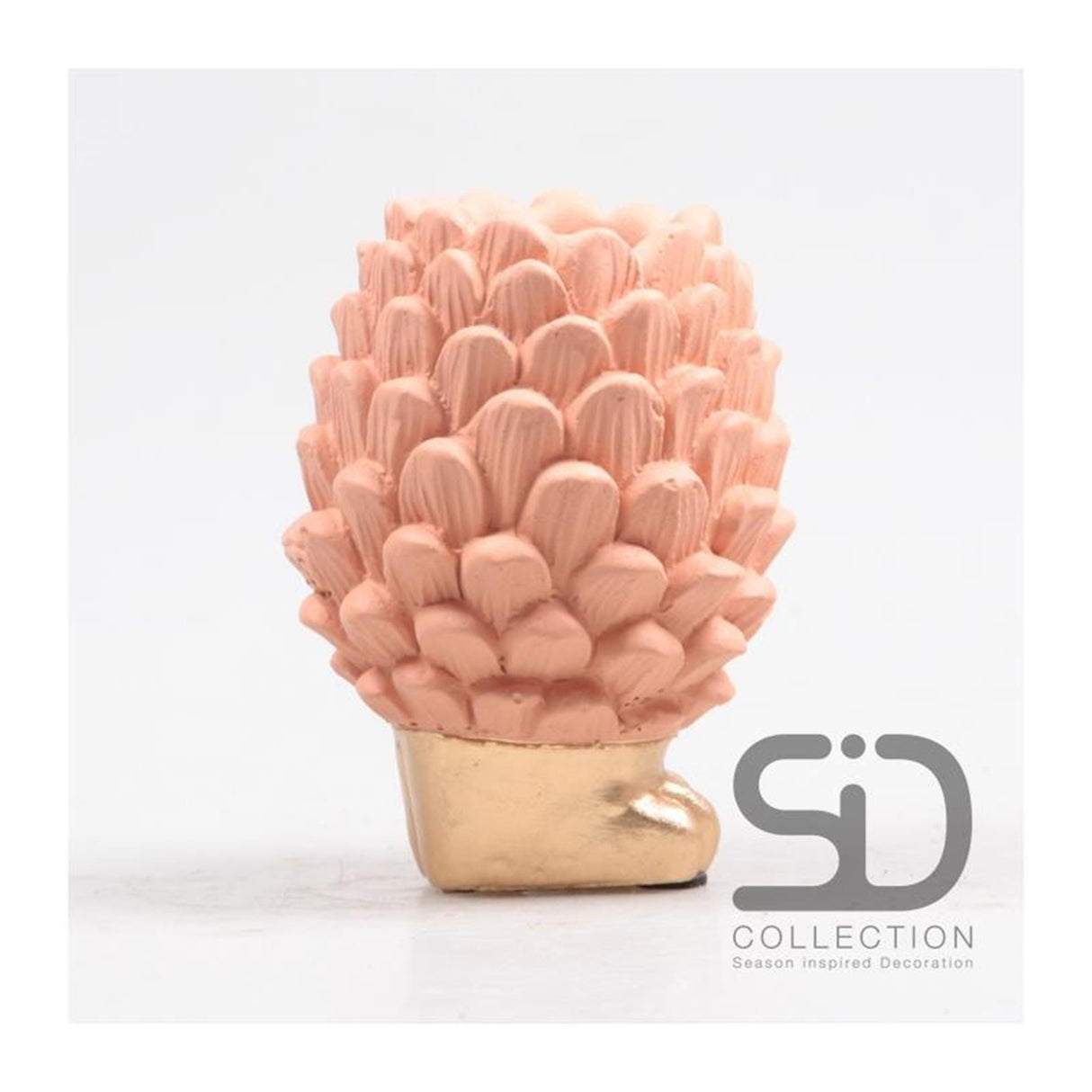 Vase pomme de pin décoration inspiration saison sur socle 12cm beige rouge