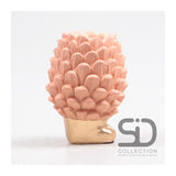 Vase pomme de pin décoration inspiration saison sur socle 12cm beige rouge