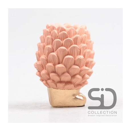 Vase pomme de pin décoration inspiration saison sur socle 12cm beige rouge