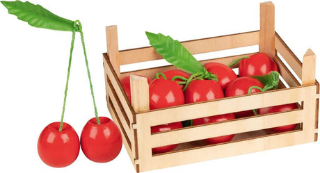 Cuisine jouet Goki - caisse de fruits avec cerises - 14,1x10,1x7,3cm - 6 parties - bois