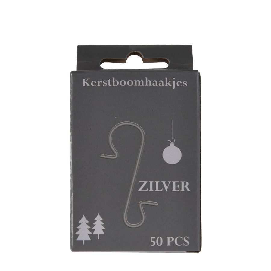 Crochets pour sapin de Noël Basic couleur argent 50 pièces