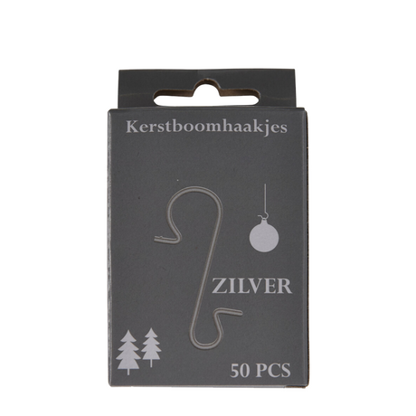 Crochets pour sapin de Noël Basic couleur argent 50 pièces