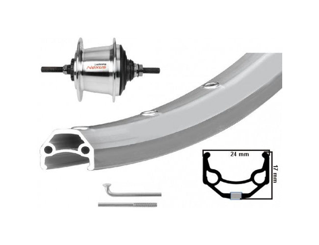 KGS Roue arrière 28 pouces Etro 622 ALU ZAC19 Silver Nexus 7 Rollerbrake