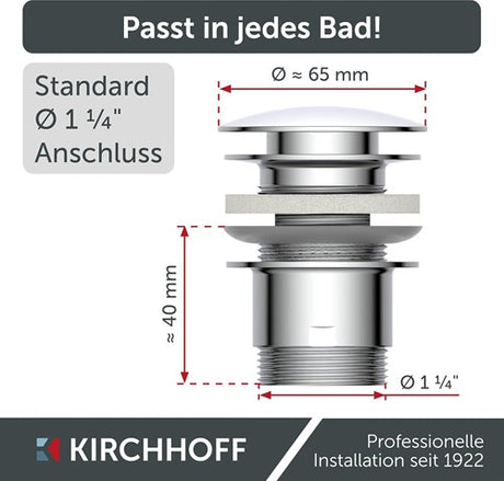 Kirchhoff bonde de lavabo universelle, escamotable 1 1 4 (5 4 ) | chromé - 98807330
