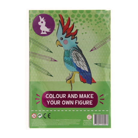 Colorie et réalise ta propre figurine d'oiseau 24x17cm