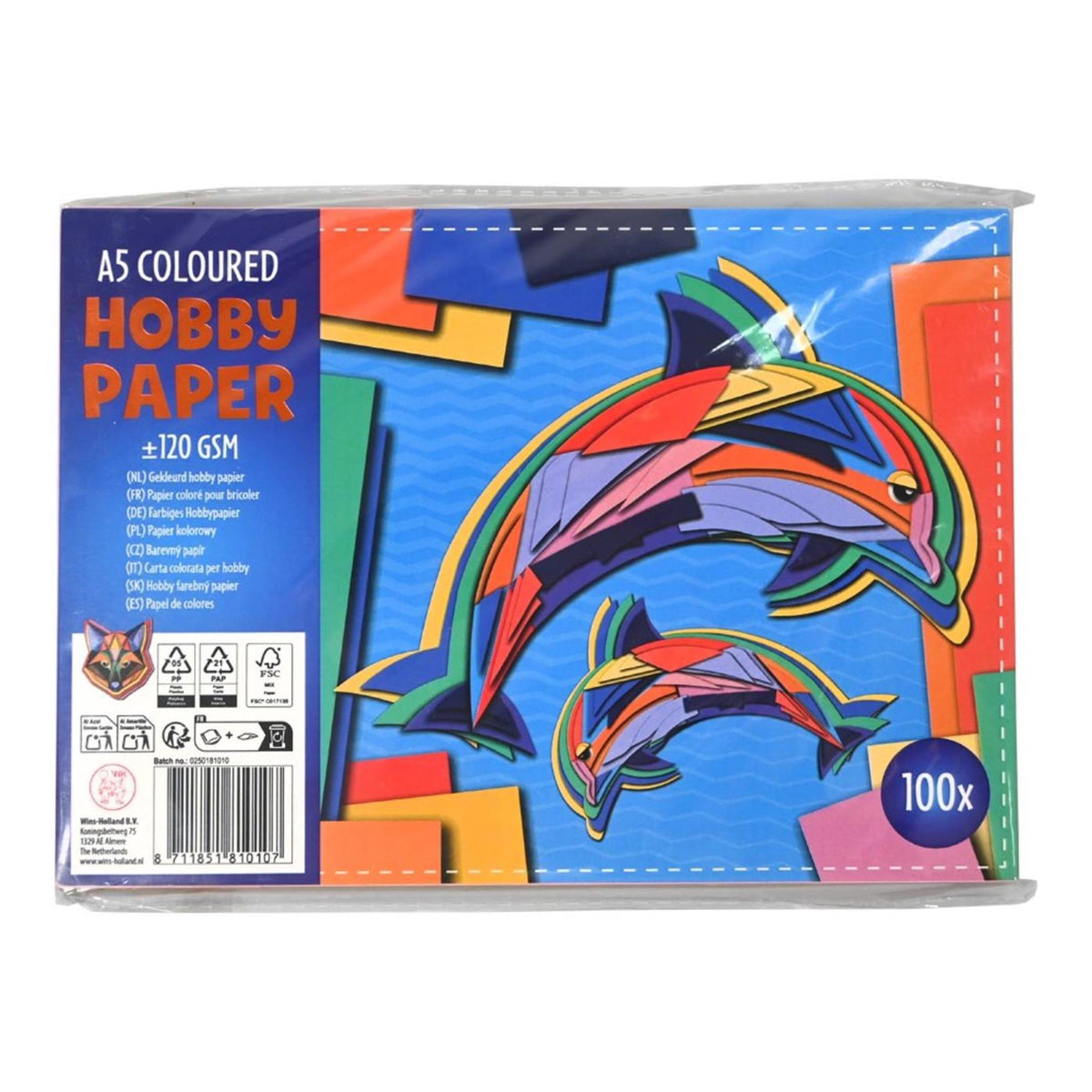 A5 gekleurd hobby papier colourful animals 100 vel