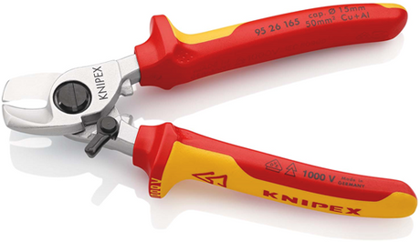 Coupe-câble Knipex avec ressort d'ouverture | isolé | poignées multi-composants | Testé VDE - 95 26 165 SB