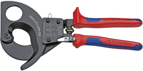 Cisaille à câble Knipex (principe du cliquet) avec poignées bi-matière 280 mm - 9531280