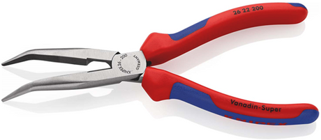Pince plate Knipex avec pince coupante latérale (pince téléphonique) | longueur 200 mm | poignées multi-composants | noir atramenté - 26 22 200 sb