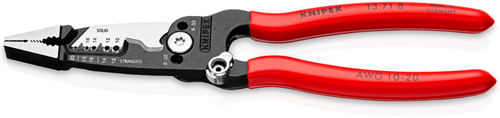 Pince multifonctionnelle à dénuder Knipex | pour électricien | modèle américain | plastifié - 13 71 8