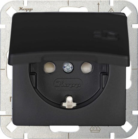 Kopp hk05 prise encastrable noir mat avec couvercle - 4621710