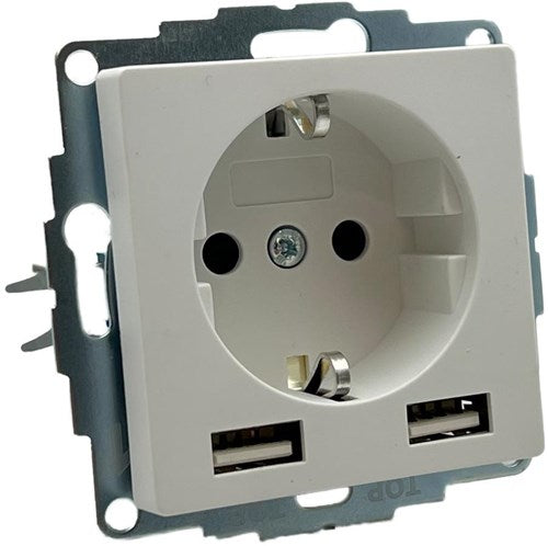 Kopp hk07 prise encastrable blanc pur mat RA avec 2x USB - 4624115