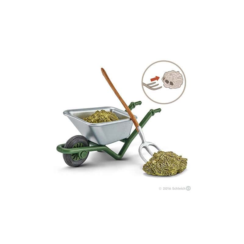 Brouette Schleich Farm World avec foin et râteau