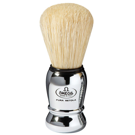 Blaireau Omega poils de porc manche chromé 10cm
