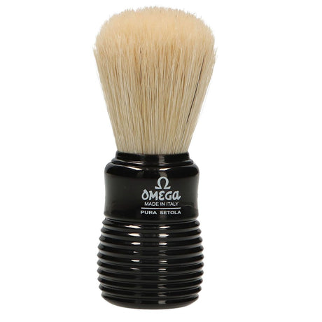 Blaireau Omega poils de porc manche nervuré noir + standard 10,5cm