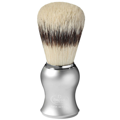 Blaireau Omega poils de porc effet poils de blaireau manche gris mat + standard 11cm