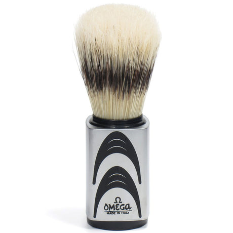 Blaireau Omega hi-brush poils de porc effet poils de blaireau manche gris + standard 11,5cm