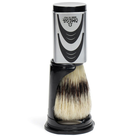 Blaireau Omega hi-brush poils de porc effet poils de blaireau manche gris + standard 11,5cm