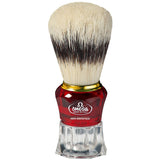 Blaireau Omega hi-brush poils synthétiques effet blaireau manche transparent rouge 11cm