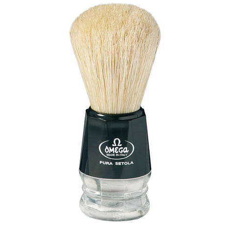 Blaireau Omega poils de porc noir transparent manche luxe 10cm