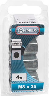 Connex verbindingsmoer (6k) m8x25 4st vz - ky4220034