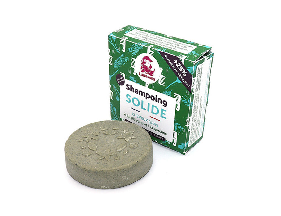 Bloc shampoing Lamazuna - cheveux gras - argile verte spiruline