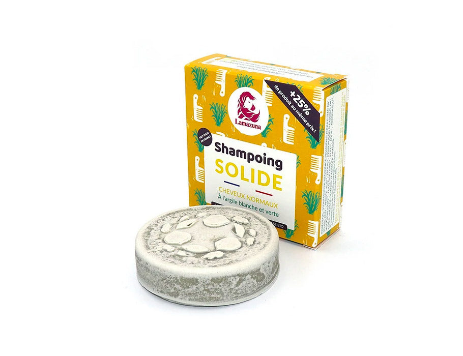Bloc de shampoing Lamazuna - cheveux normaux - argile verte kaolin