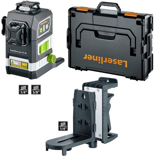 Laserliner powerplane laser 3g multi-18v - fourni avec un jeu d'adaptateurs secteur de 7 pièces 036.380.70 | sans batteries ni chargeur - 036 380l