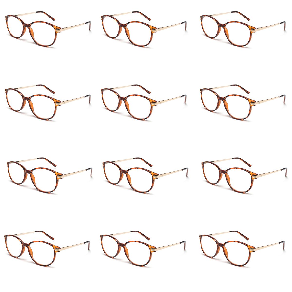 Lunettes de lecture Spectrum 12 pièces Havana or assorties rondes classiques