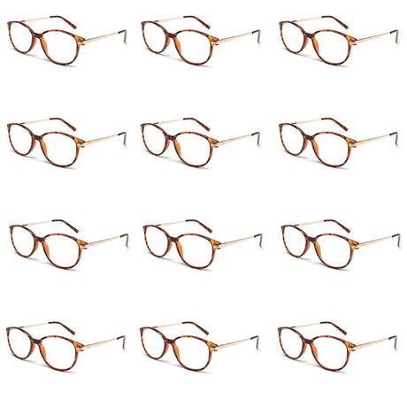 Lunettes de lecture Spectrum 12 pièces Havana or assorties rondes classiques