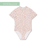 Léopard | Maillot de bain anti-UV fille beige à manches courtes