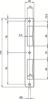 Lips sph2420s hoeksluitplaat voor dag- en nachtschoot voor opdekdeuren | staalverzinkt. | 170 x 22 mm - 7170347