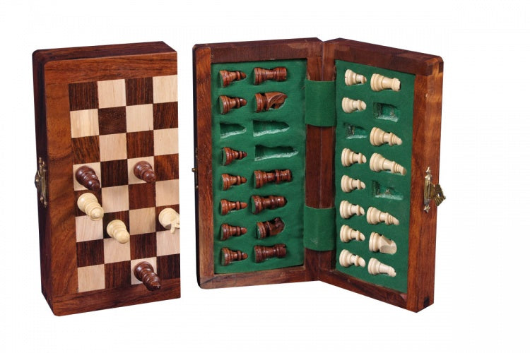 Longfield Games Échecs Ensemble en bois pliable 12,5 cm Natural brun