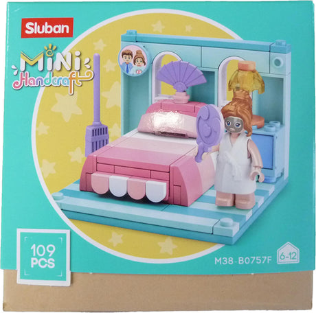 Sluban mini handcraft slaapkamer bouwspeelgoed kinderen vanaf 6 jaar – constructiespeelgoed modelbouw mini kamer – bouwdoos met 109 bouwstenen en 1 minifiguur – m38-b0757f