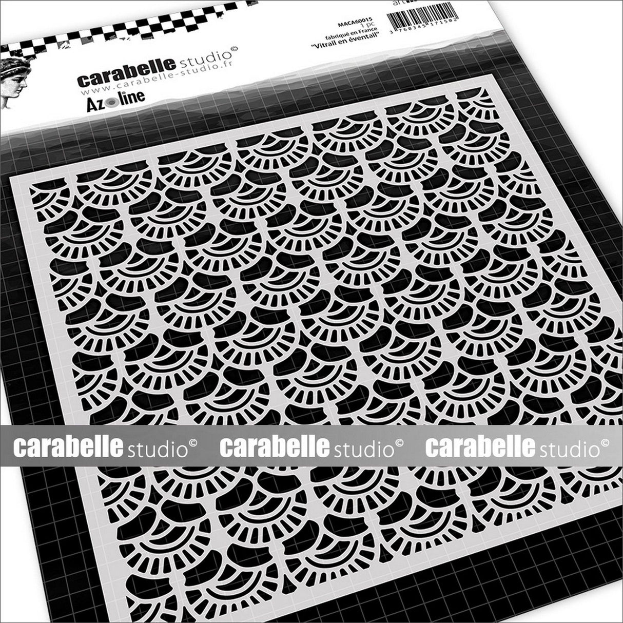 Carabelle studio • masque carré 6'' vitrail et éventail